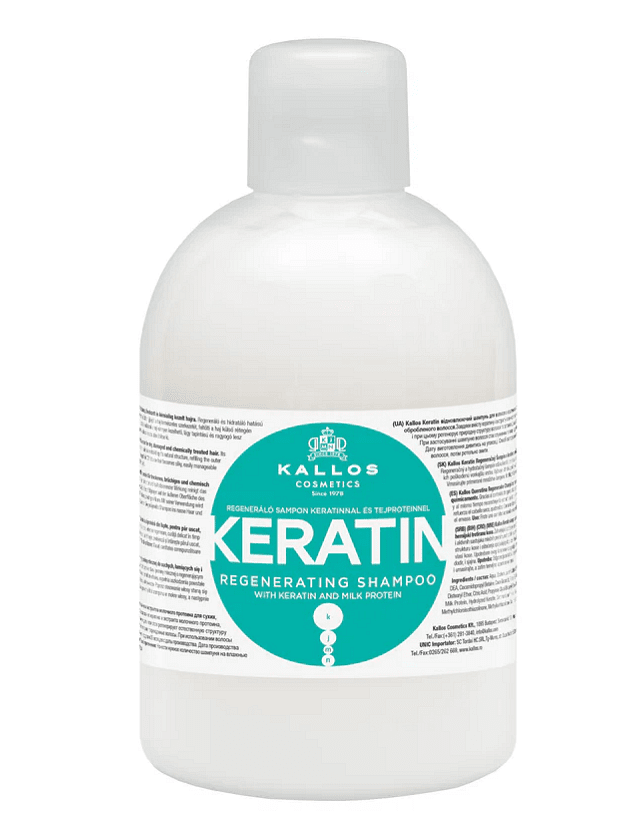 Σαμπουάν Kallos Keratin με κερατίνη και πρωτεΐνες γάλακτος για ξηρά, ταλαιπωρημένα και χημικά επεξεργασμένα μαλλιά