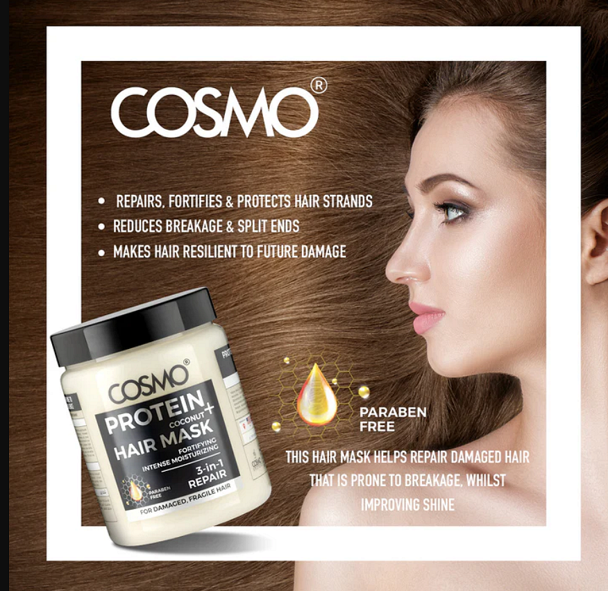 Μάσκα μαλλιών Cosmo με πρωτεΐνη + λάδι καρύδας 1000ml