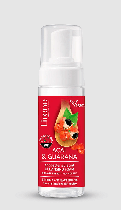 Φυσικός αφρός καθαρισμού προσώπου με ACAI και GUARANA Lirene SUPERFOOD 150 ml